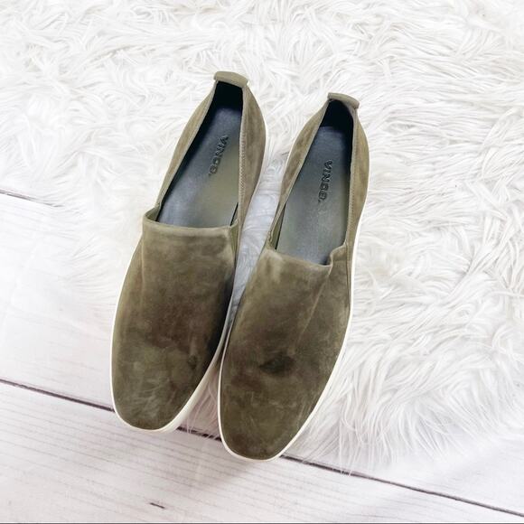Vince Women's Saxon 2 Slip On Platform Sneakers In Militaire  Size 11 / 41 - Picture 3 of 7
